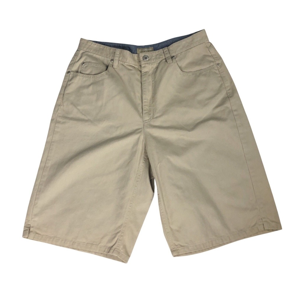 Liz Claiborne Lizwear Shorts Size 12 Tan Chino High Rise Flat‎ Front